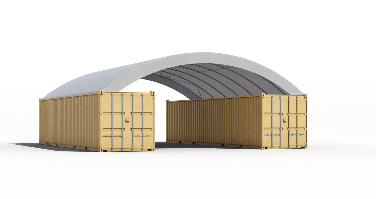 Outside to outside mounted 10m container shelter, single stack