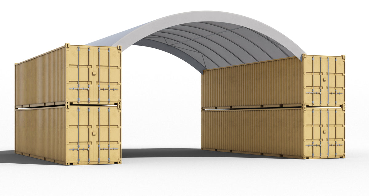 Inside to inside mounted 10m container shelter, double stacked