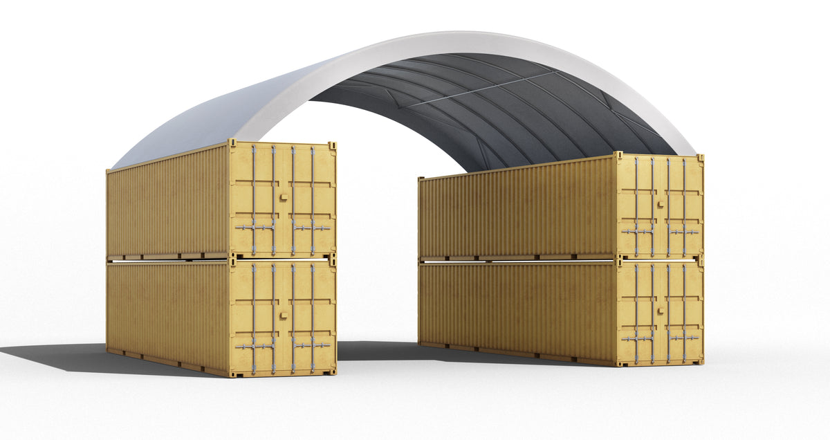 Inside to inside mounted 12m container shelter, double stacked