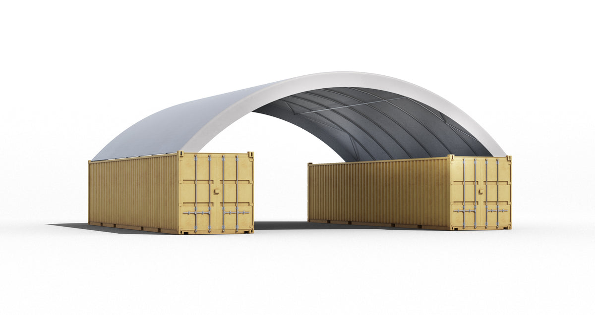 Outside to outside mounted 12m container shelter, single stack