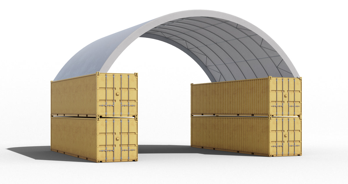 Inside to inside mounted 14m container shelter, double stacked