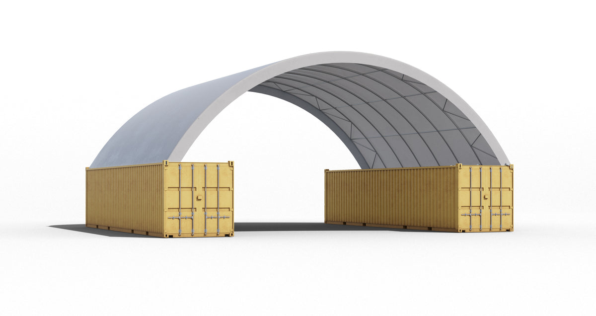 Outside to outside mounted 14m container shelter, single stack
