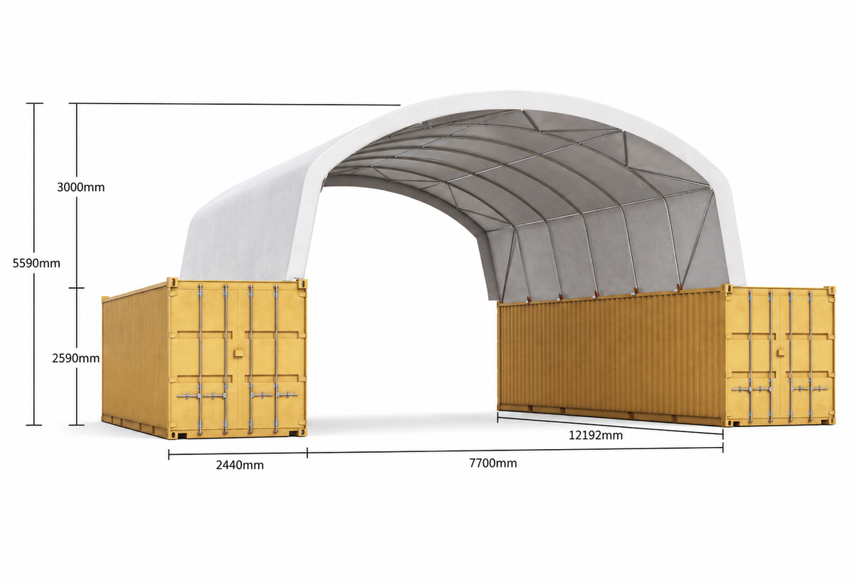 8m Super Heavy Duty container shelter render
