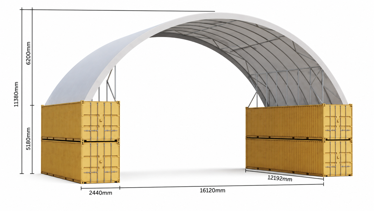 Big Bertha container shelter, double stacked containers