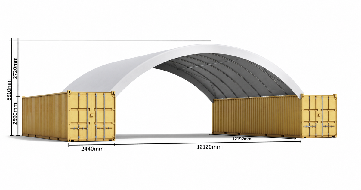 12m Super Heavy Duty container shelter render