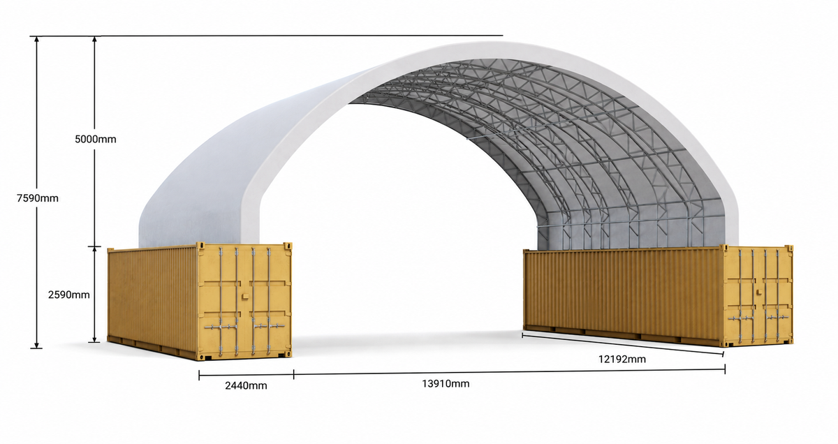 14m Truss container shelter render