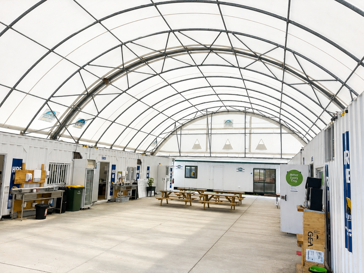 Two 14m Compact container shelters forming a site office at the Fonterra Studholme plant