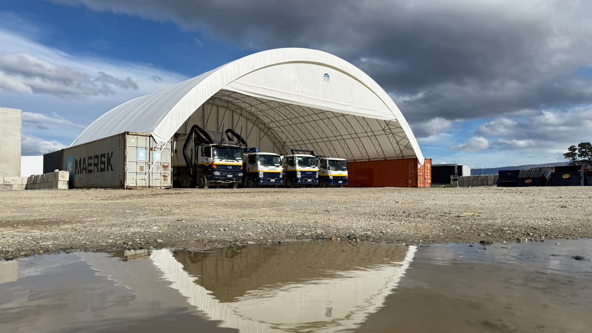 Covered handling area at a freight depot