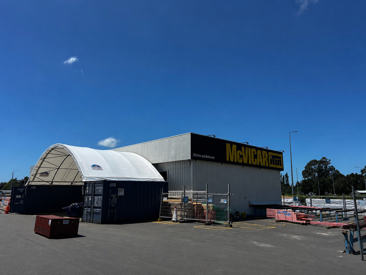 Loading bay cover shelter at Christchurch ITM