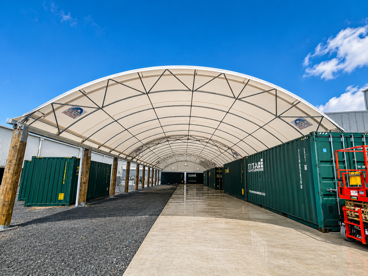 12m x 100ft loadout shelter at Open Country Dairy, Bluff