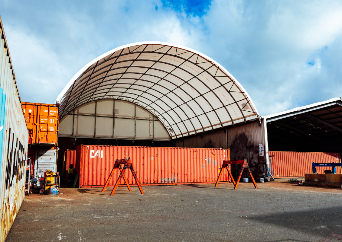 Custom 18m single portal container shelter at ContainerCo Mt Maunganui