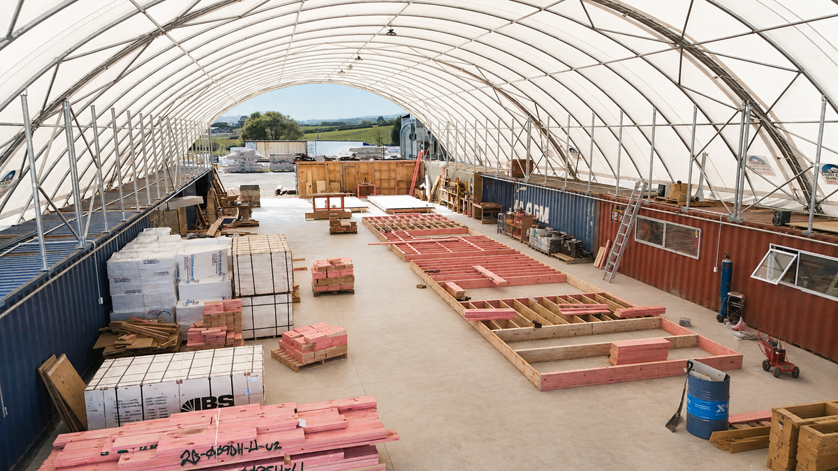 Lil' Bertha shelter covering timber truss manufacturing